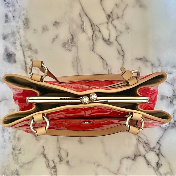 Coach Signature Embossed Patent Leather Handbag - Picture 5 of 13